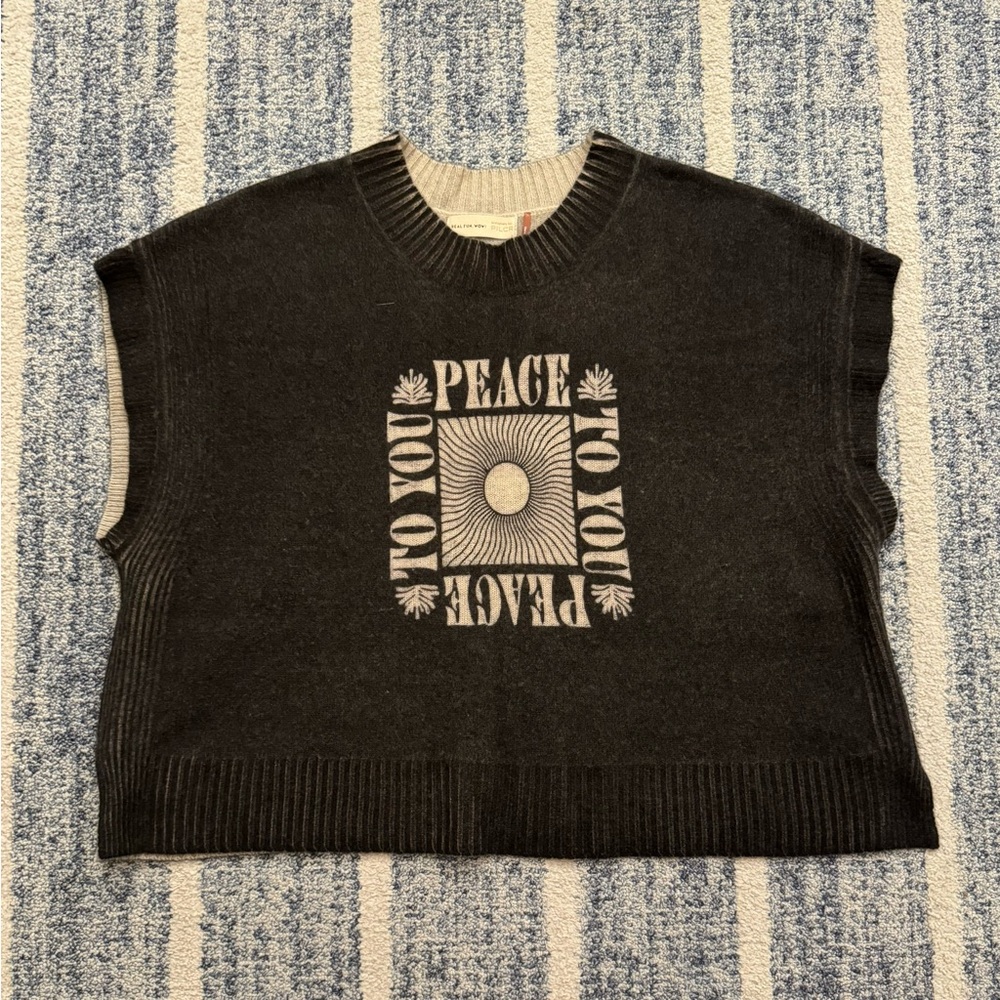 Pilcro Cashmere Peace Vest Anthropologie EUC xl